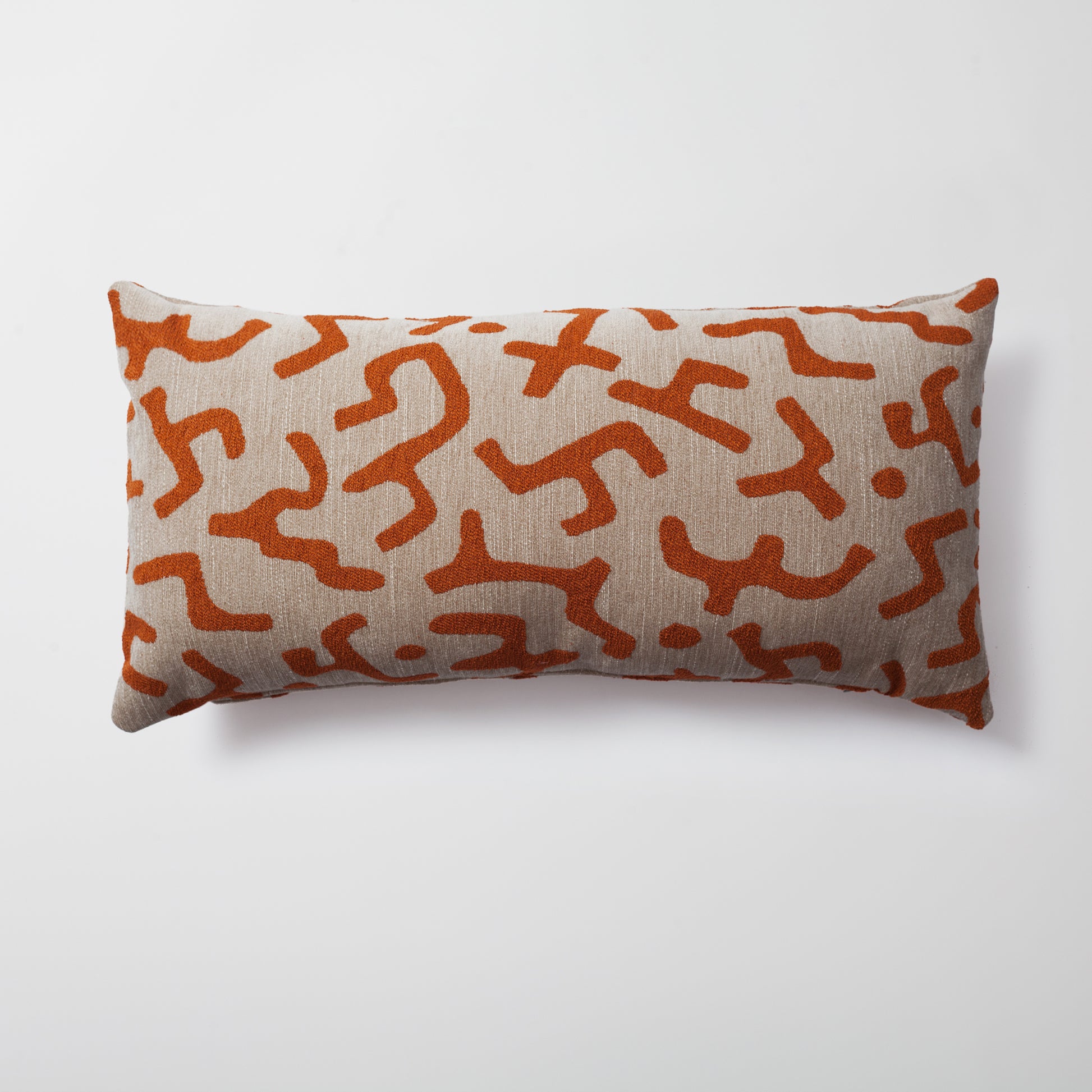 Burnt orange mud cloth design boucle throw pillow cover 14"x28"