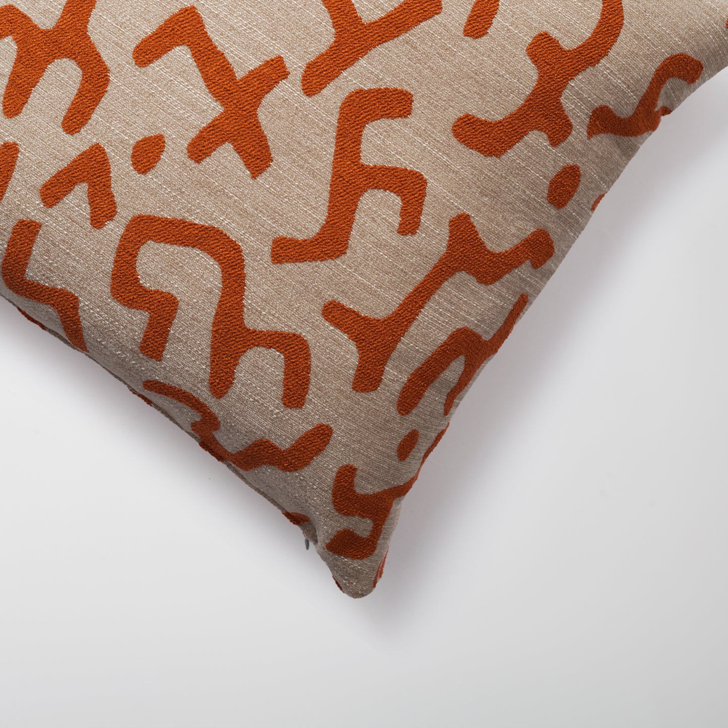 Burnt orange mud cloth design boucle throw pillow cover 20"x20"