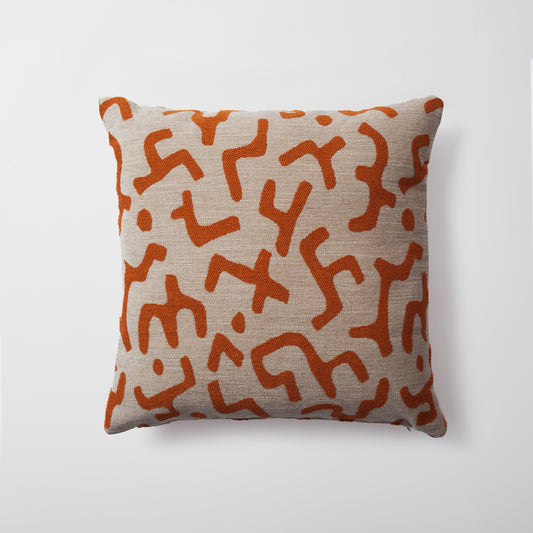 Burnt orange mud cloth design boucle throw pillow cover 20"x20"