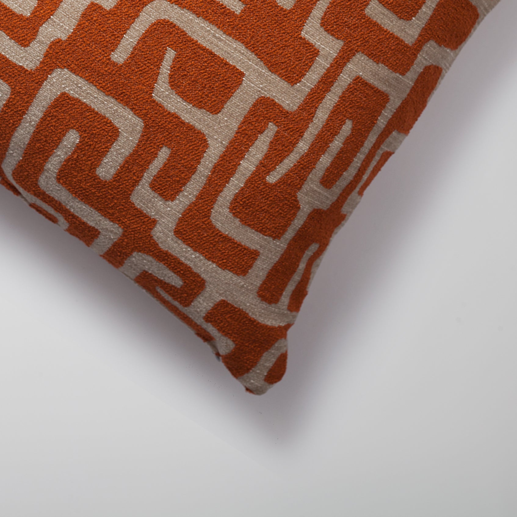 Burnt orange textured geometric maze long throw pillow cover 14"x28"