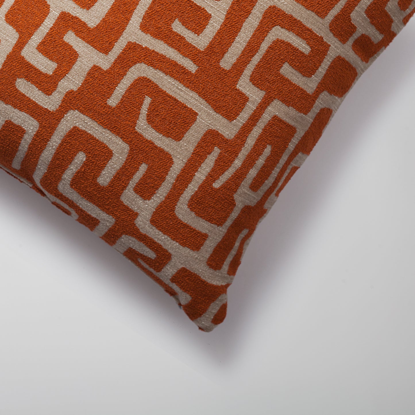 Burnt orange textured geometric maze square throw pillow cover 20"x20"