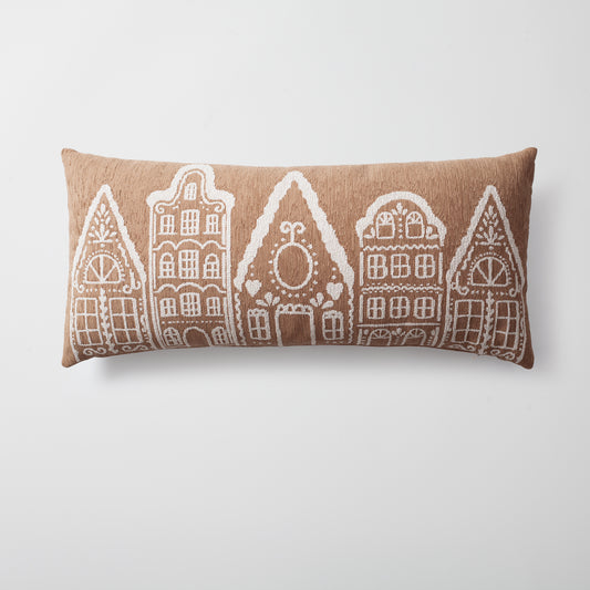 Christmas Gingerbread House | Woven Lumbar Decorative Throw Pillow Cover