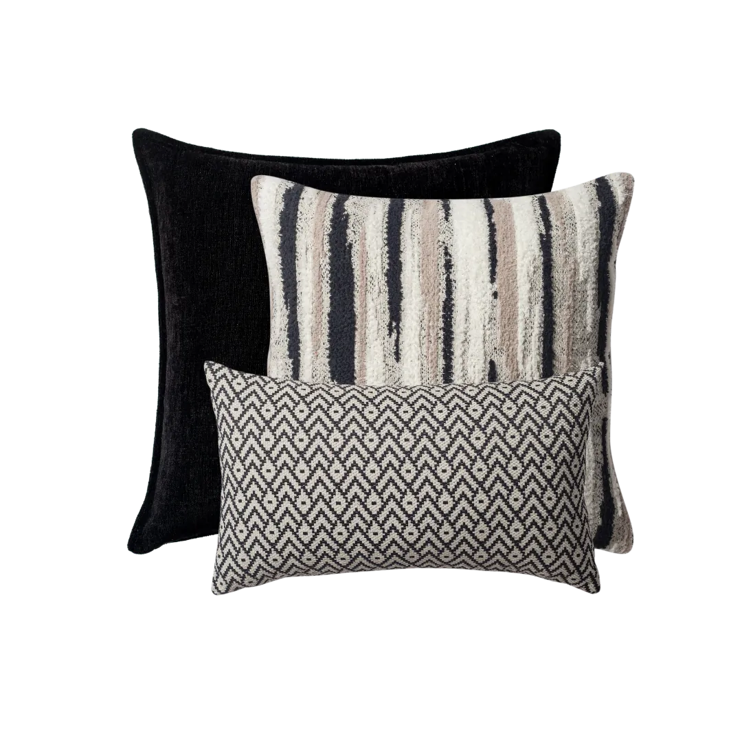 Alpaka | Set of 3 | Black Throw Pillow Covers