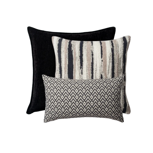 Alpaka | Set of 3 | Black Throw Pillow Covers