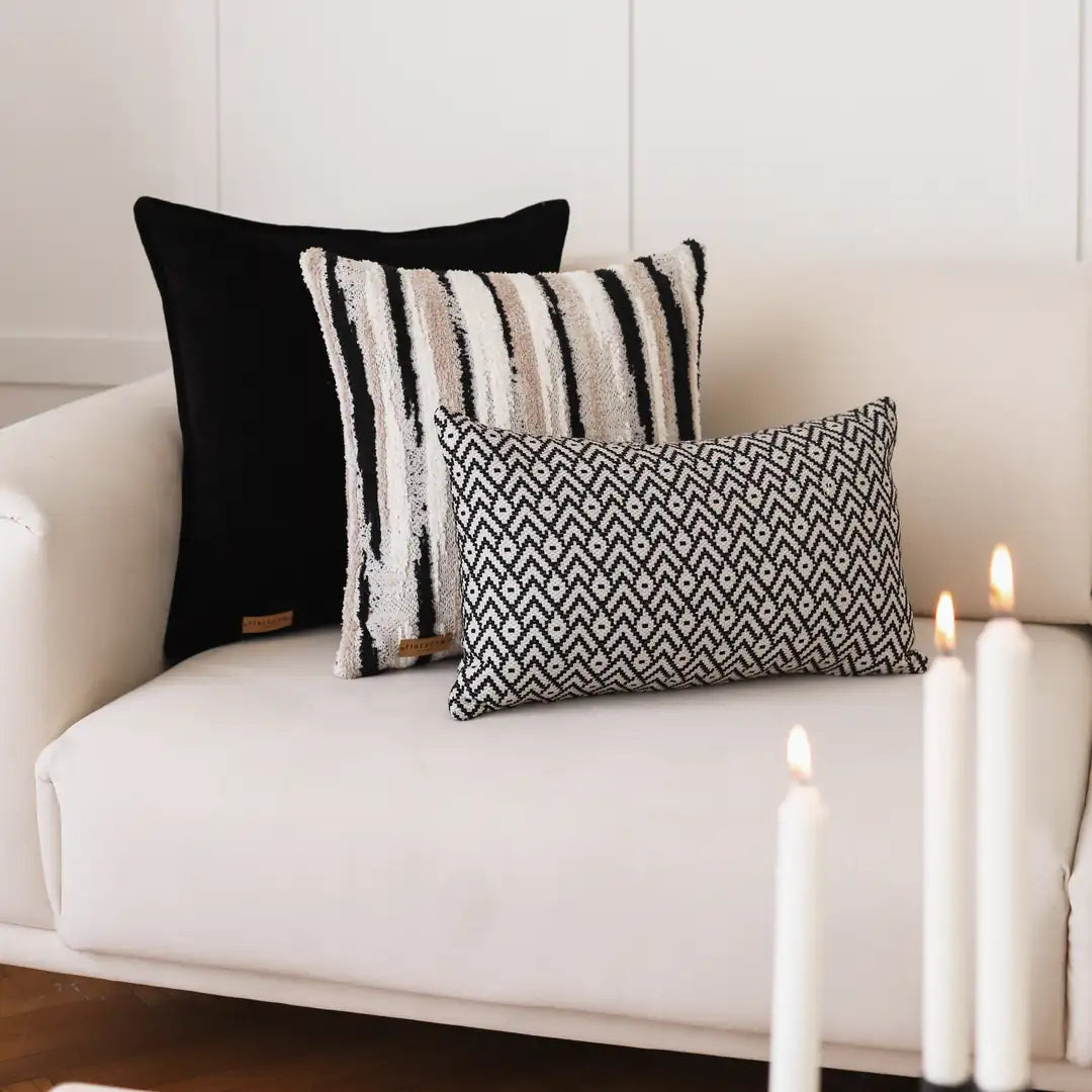 Alpaka | Set of 3 | Black Throw Pillow Covers