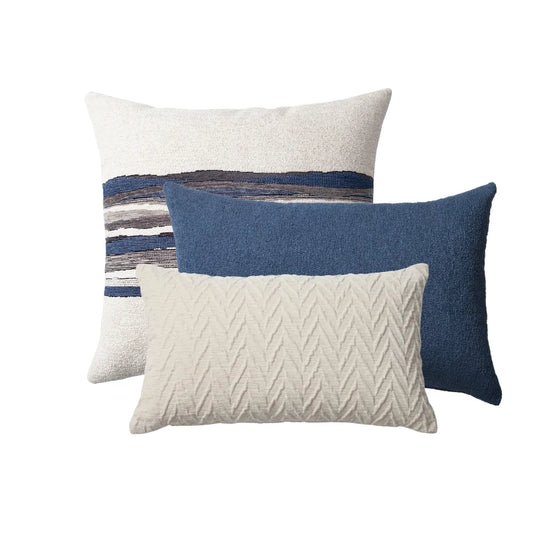 Combos & Cello | Set of 3 | Navy Blue Throw Pillow Covers Set