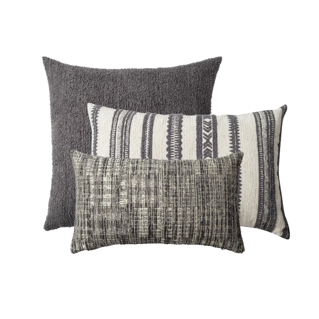 Cozy & Mitos | Set of 3 | Dark Gray Throw Pillow Covers