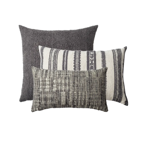 Cozy & Mitos | Set of 3 | Dark Gray Throw Pillow Covers