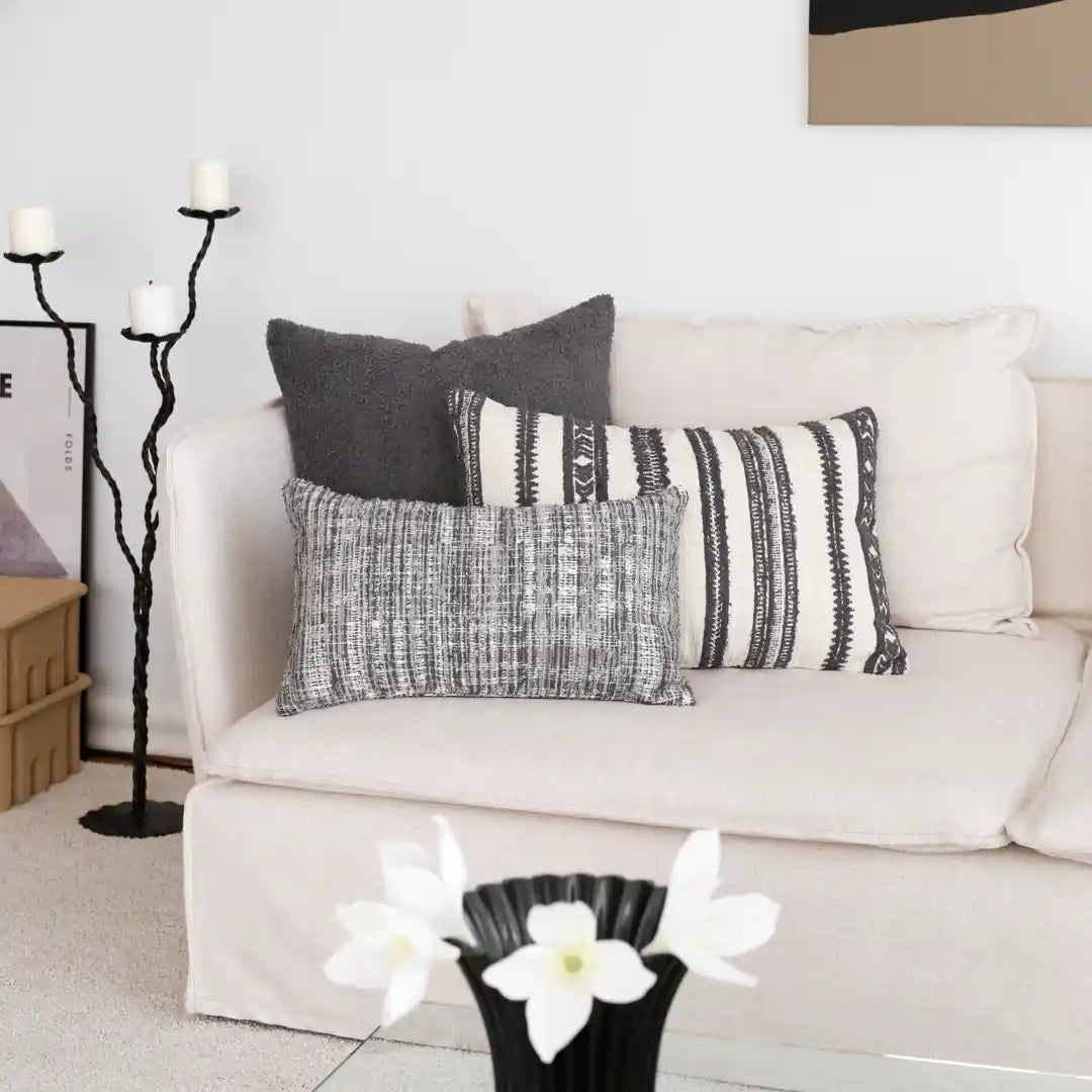 Cozy & Mitos | Set of 3 | Dark Gray Throw Pillow Covers