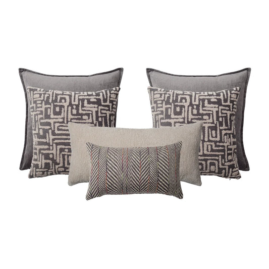 Eliza & Gilda & Cozy & Sense | Set of 6 | Dark Gray Bed Decor Throw Pillow Covers