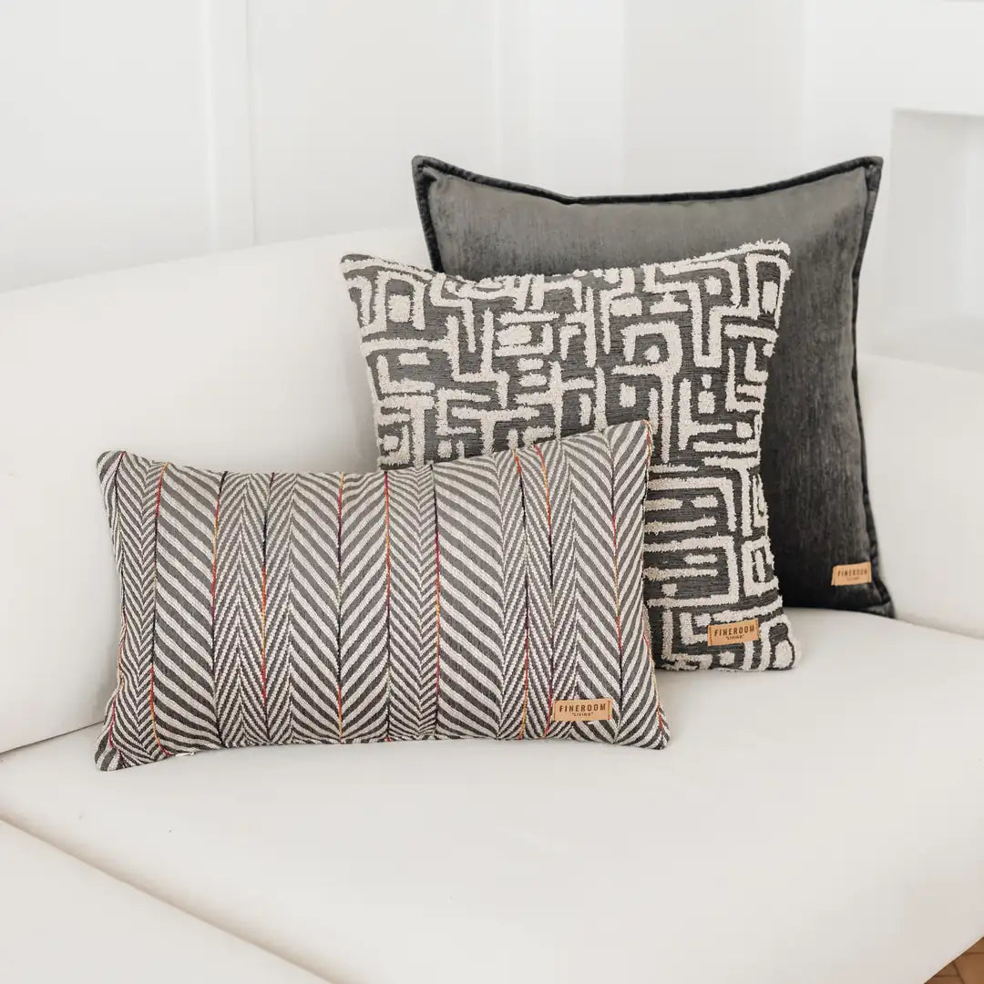 Eliza & Sense | Set of 3 | Dark Gray Throw Pillow Covers