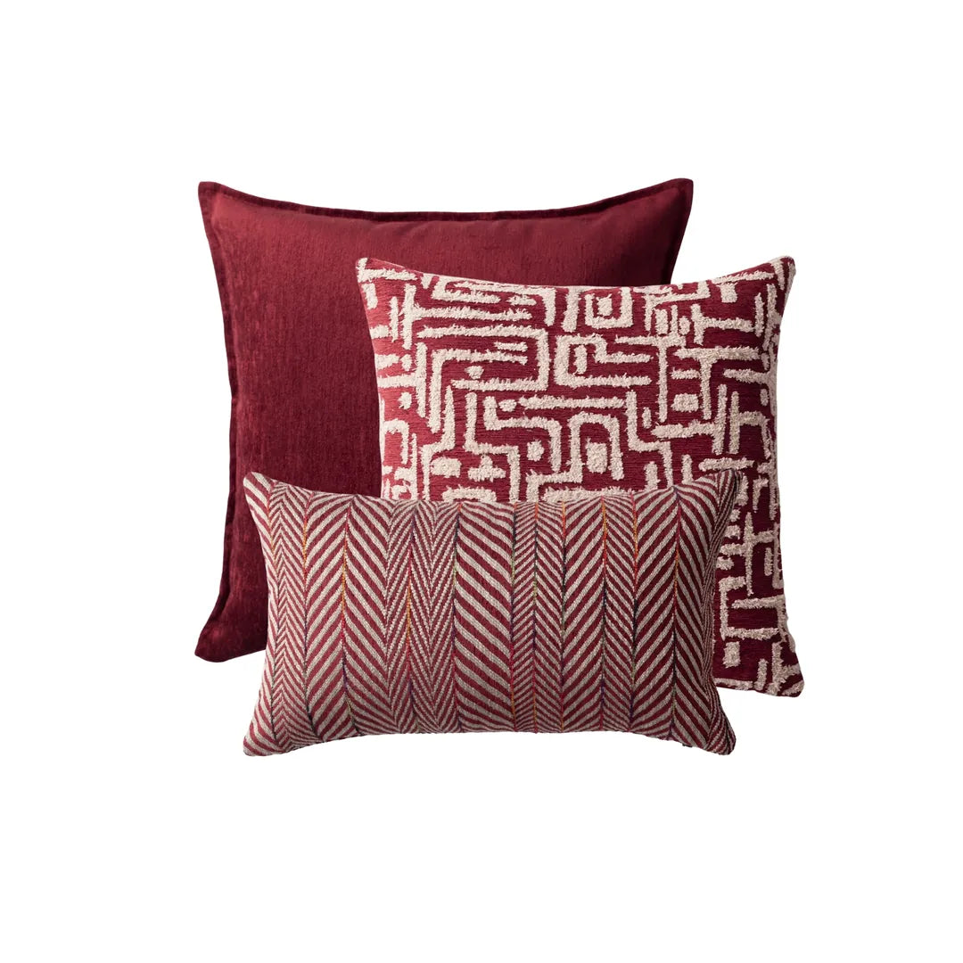 Eliza & Sense | Set of 3 | Burgundy Throw Pillow Covers