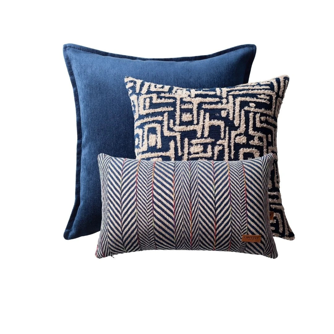 Eliza & Sense | Set of 3 | Navy Blue Throw Pillow Covers