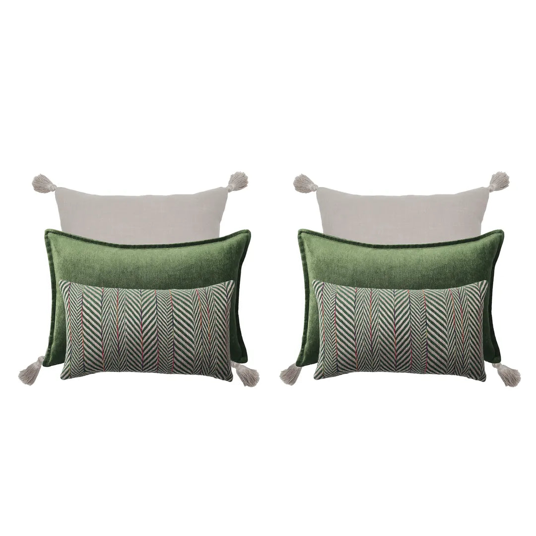 Eliza & Sense & Loom | Set of 6 | Green Bed Decor Throw Pillow Covers