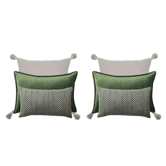 Eliza & Sense & Loom | Set of 6 | Green Bed Decor Throw Pillow Covers
