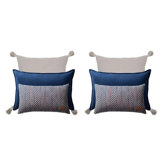Eliza & Sense & Loom | Set of 6 | Navy Blue Bed Decor Throw Pillow Covers