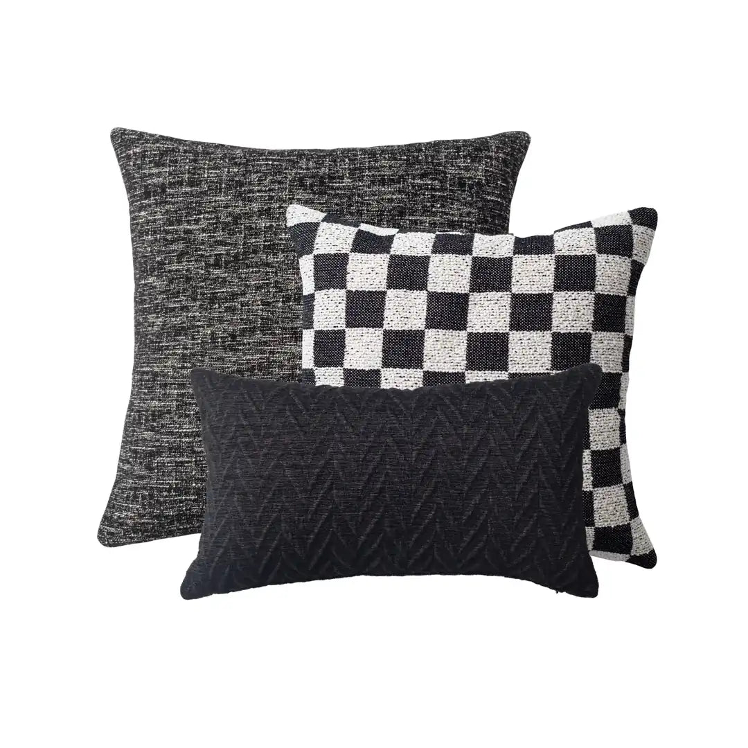 Flap & Mojo | Set of 3 | Black and White Throw Pillow Covers