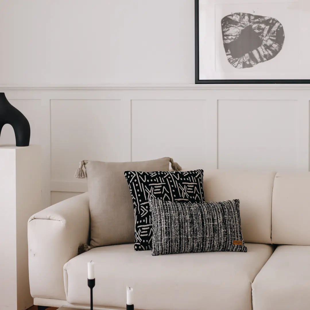 Icon | Set of 3 | Black Boho Decor Throw Pillow Covers