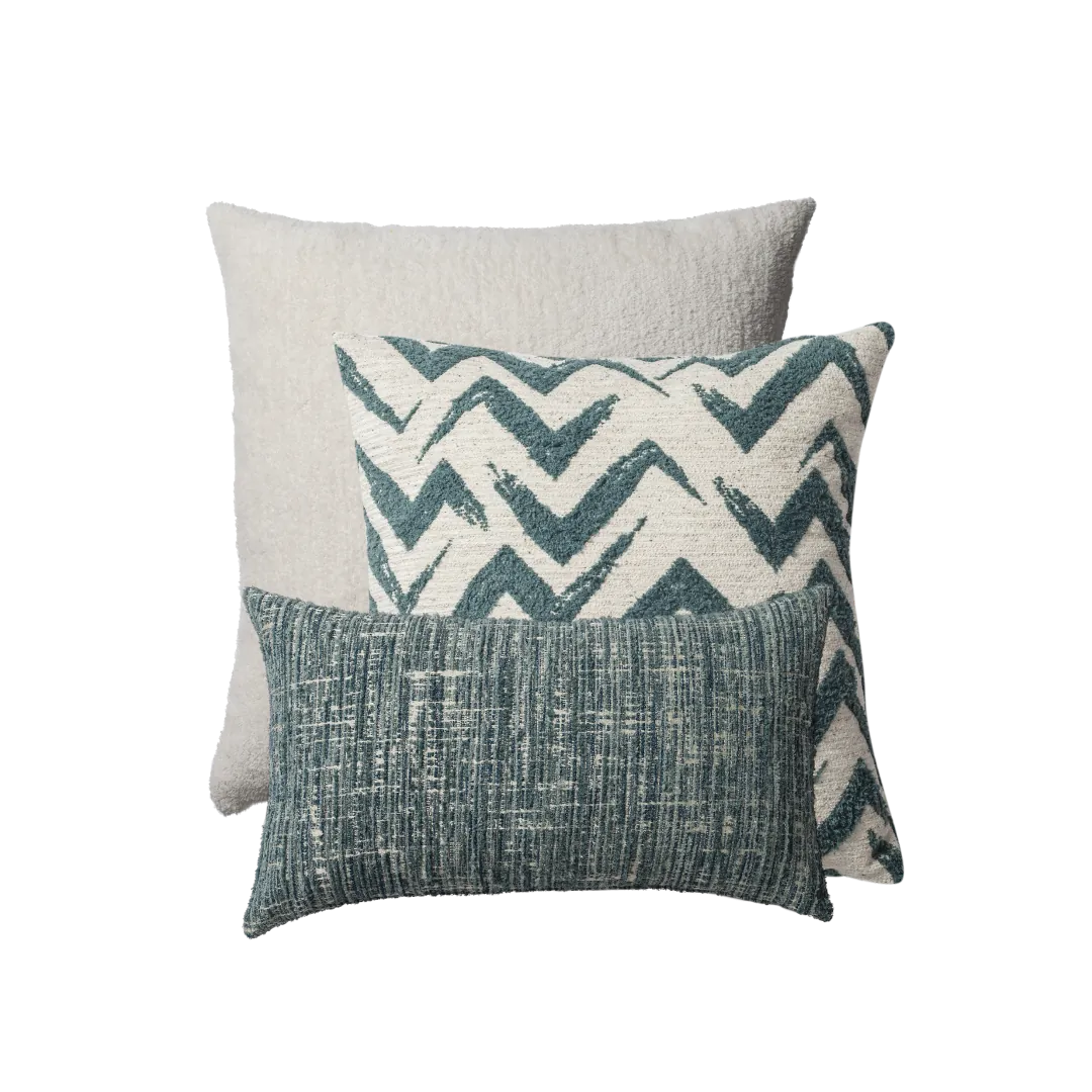 Joy | Set of 3 | Teal Blue Modern Throw Pillow Covers