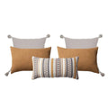 Julia & Nomad & Loom | Set of 5 | Mustard Yellow Bed Decor Throw Pillow Covers