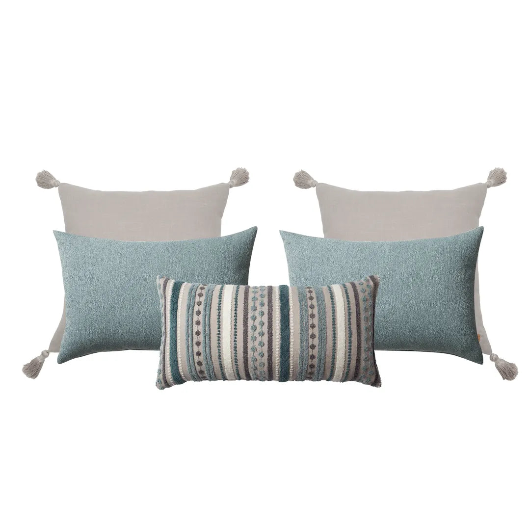 Julia & Nomad & Loom | Set of 5 | Blue Bed Decor Throw Pillow Covers