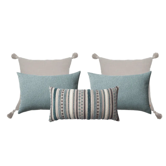 Julia & Nomad & Loom | Set of 5 | Blue Bed Decor Throw Pillow Covers