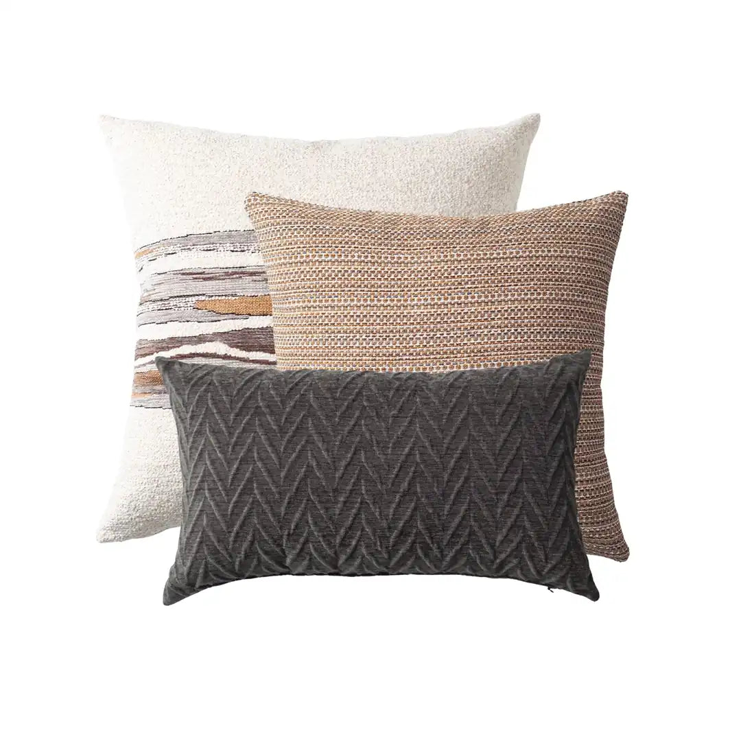 Kraft & Cello | Set of 3 | Mustard Throw Pillow Covers
