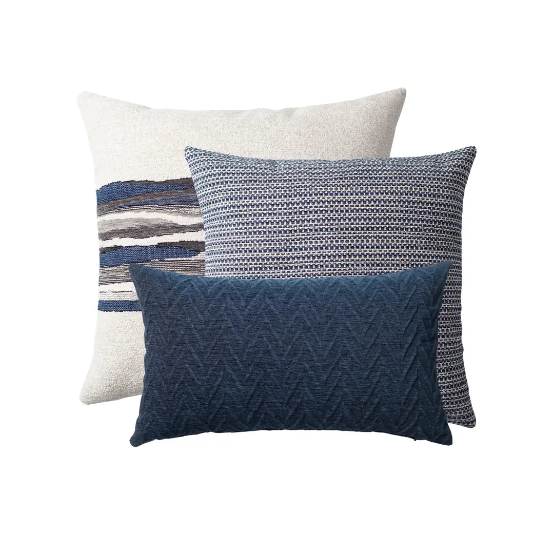 Kraft & Cello | Set of 3 | Navy Blue Throw Pillow Covers