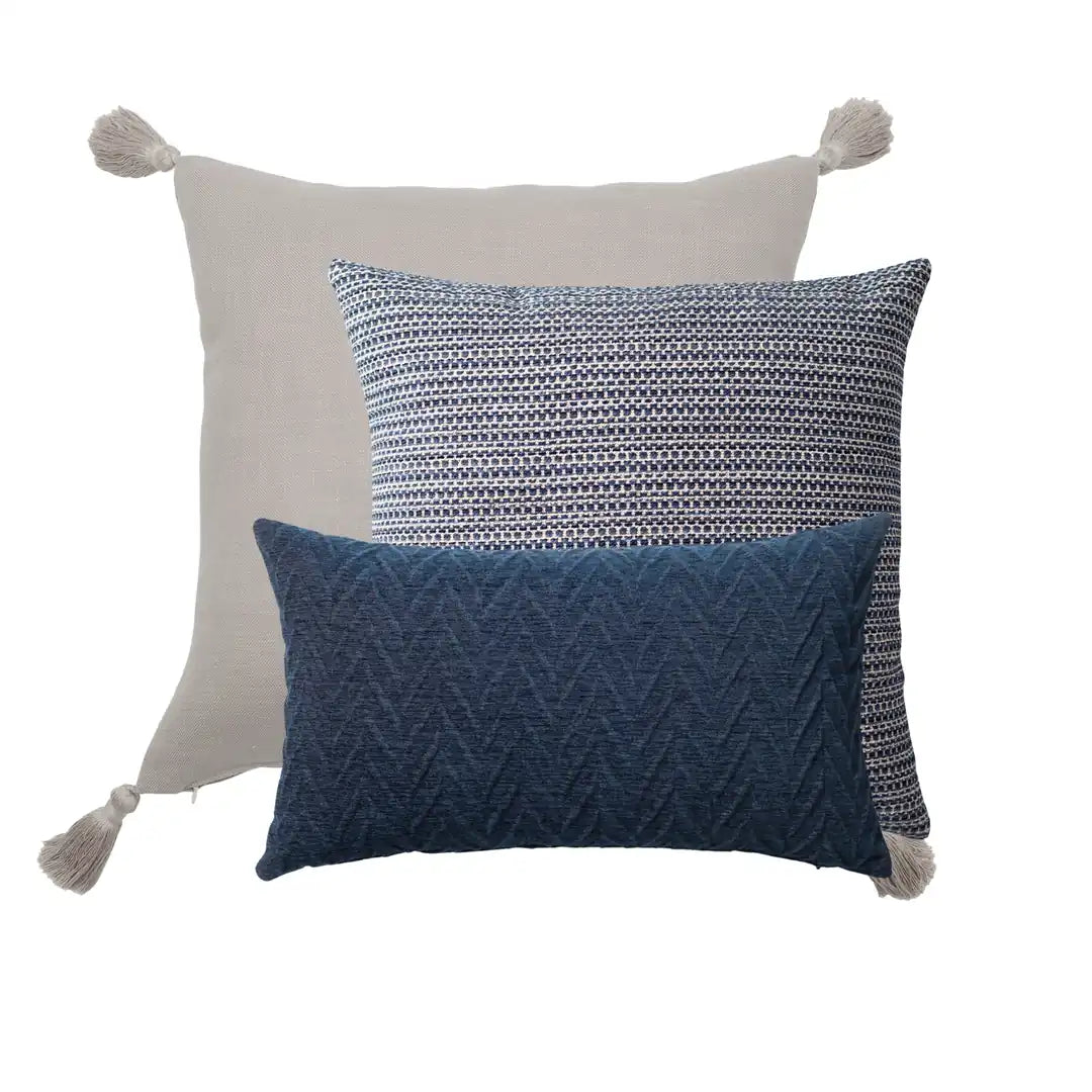 Loom & Kraft | Set of 3 | Navy Blue Throw Pillow Covers