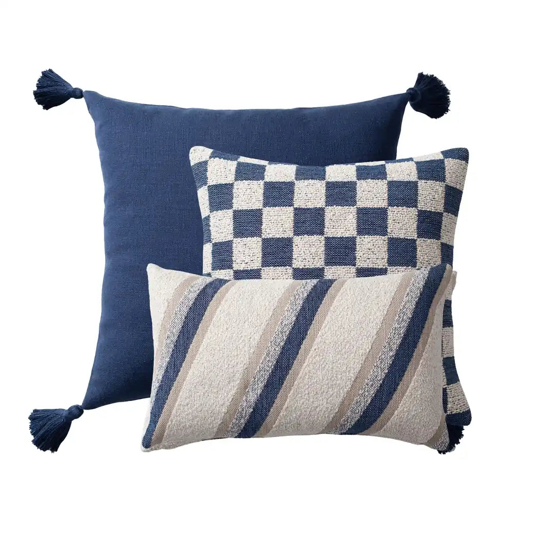 Loom & Mojo | Set of 3 | Navy Blue Throw Pillow Covers