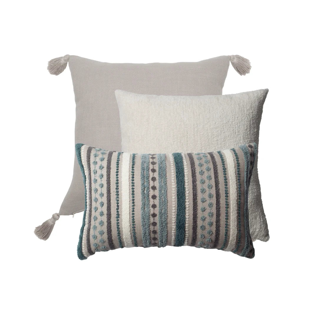 Loom & Nomad | Set of 3 | Teal Blue Throw Pillow Covers