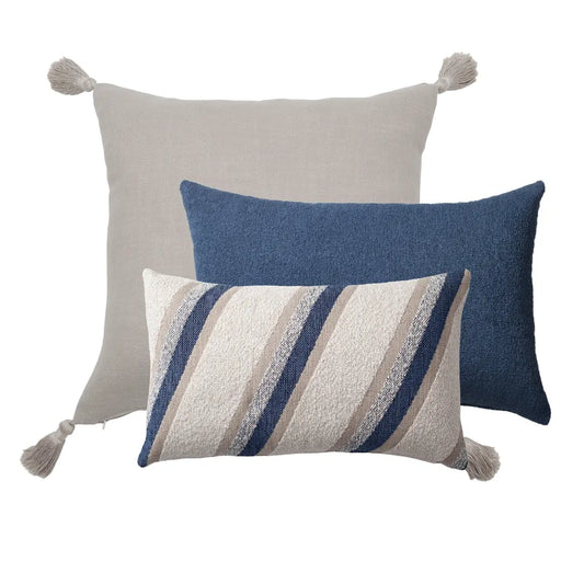 Loom & Oblique | Set of 3 | Navy Blue Throw Pillow Covers