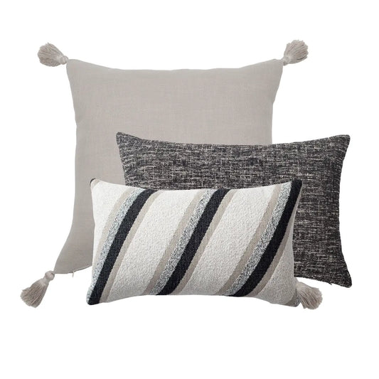 Loom & Oblique | Set of 3 | Black and White Throw Pillow Covers