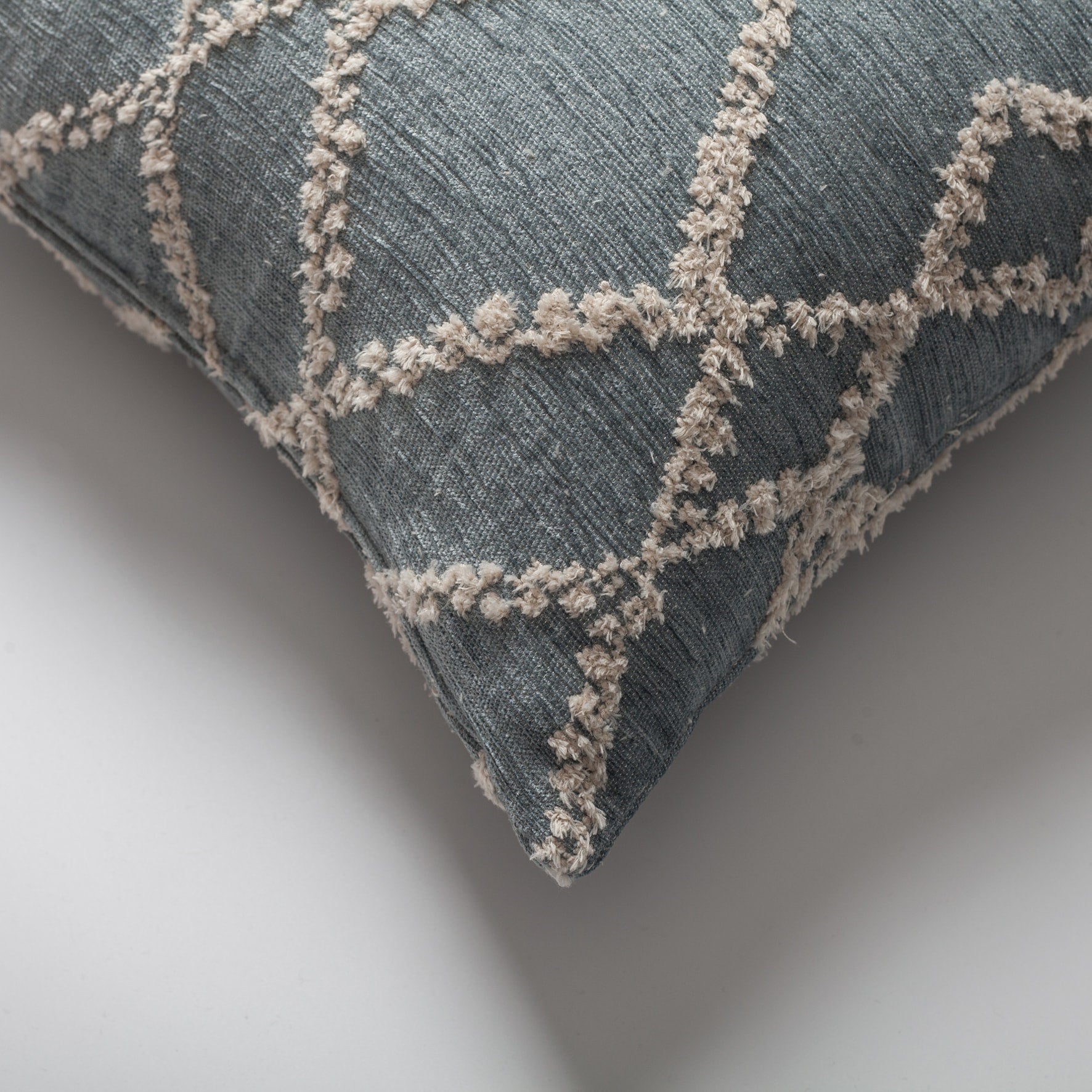 Savoy | Blue Woven Geometric Diamond Pattern Square 18''x18'' Throw Pillow Cover