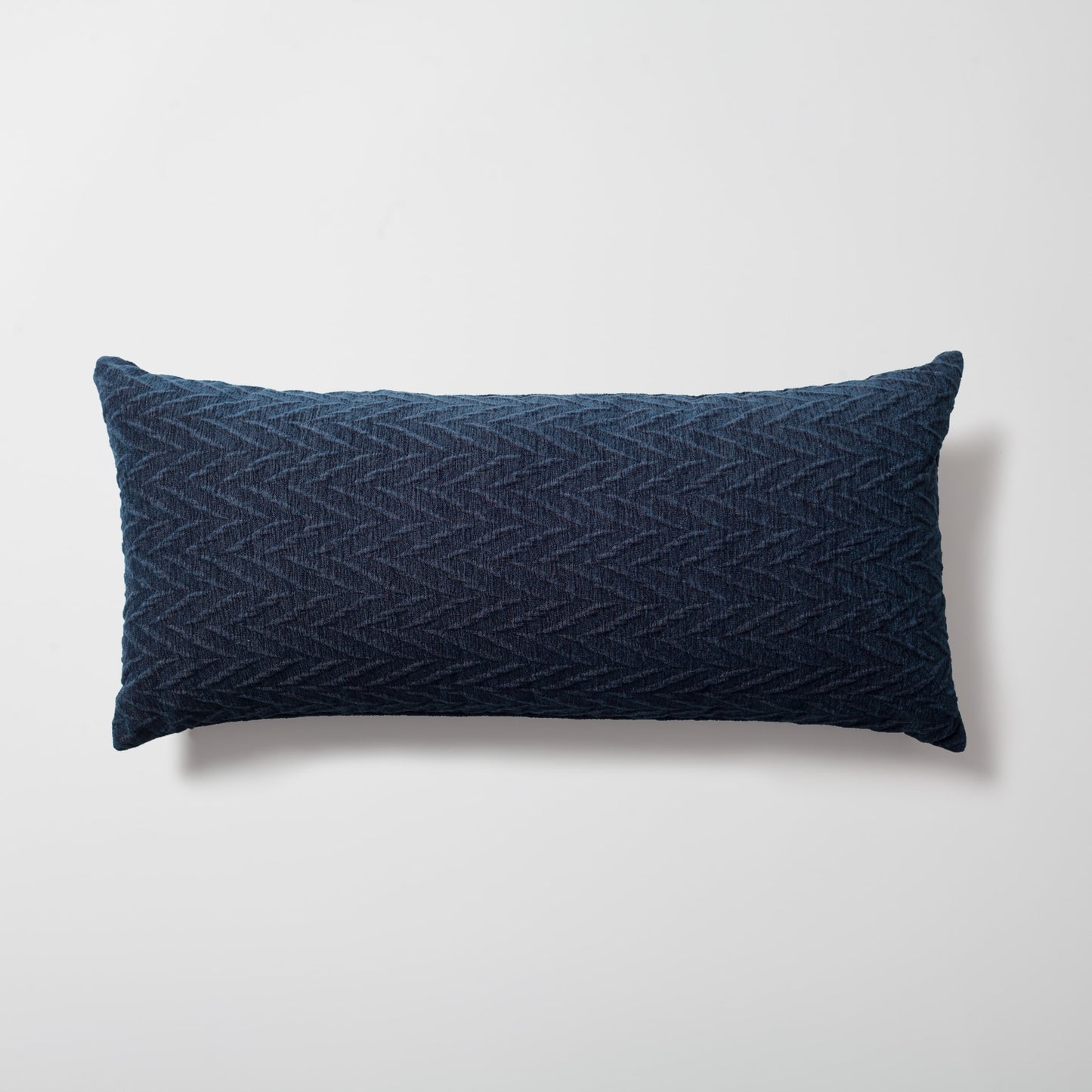 Cello | Navy Blue Textured Chevron Long Lumbar 14"x28" Throw Pillow Cover