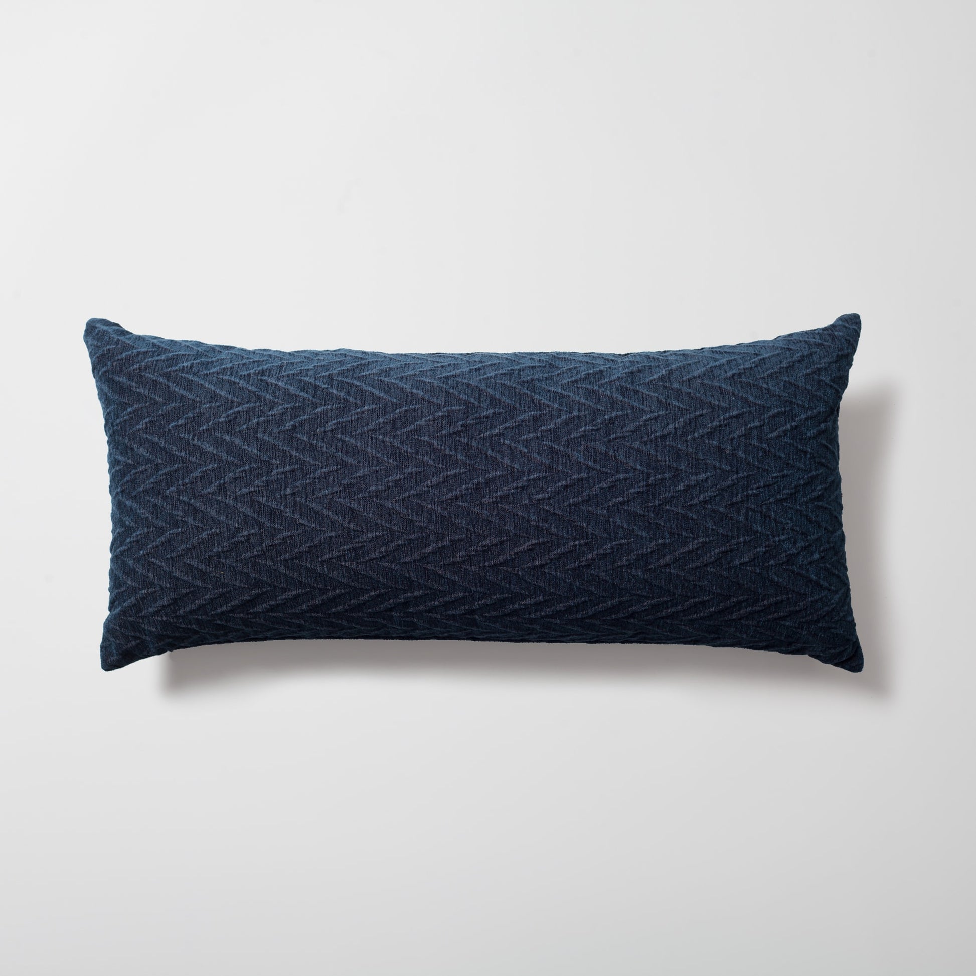 Cello | Navy Blue Textured Chevron Long Lumbar 14"x28" Throw Pillow Cover