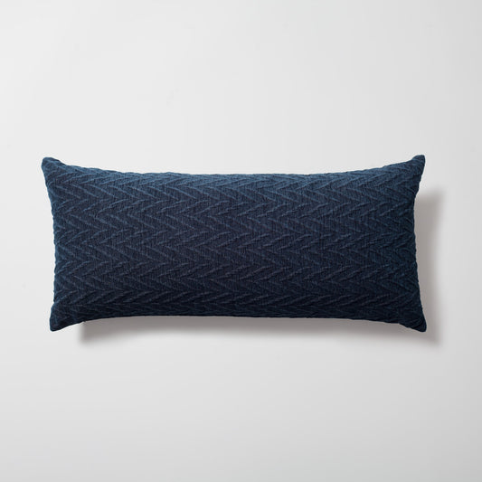 Cello | Navy Blue Textured Chevron Long Lumbar 14"x28" Throw Pillow Cover
