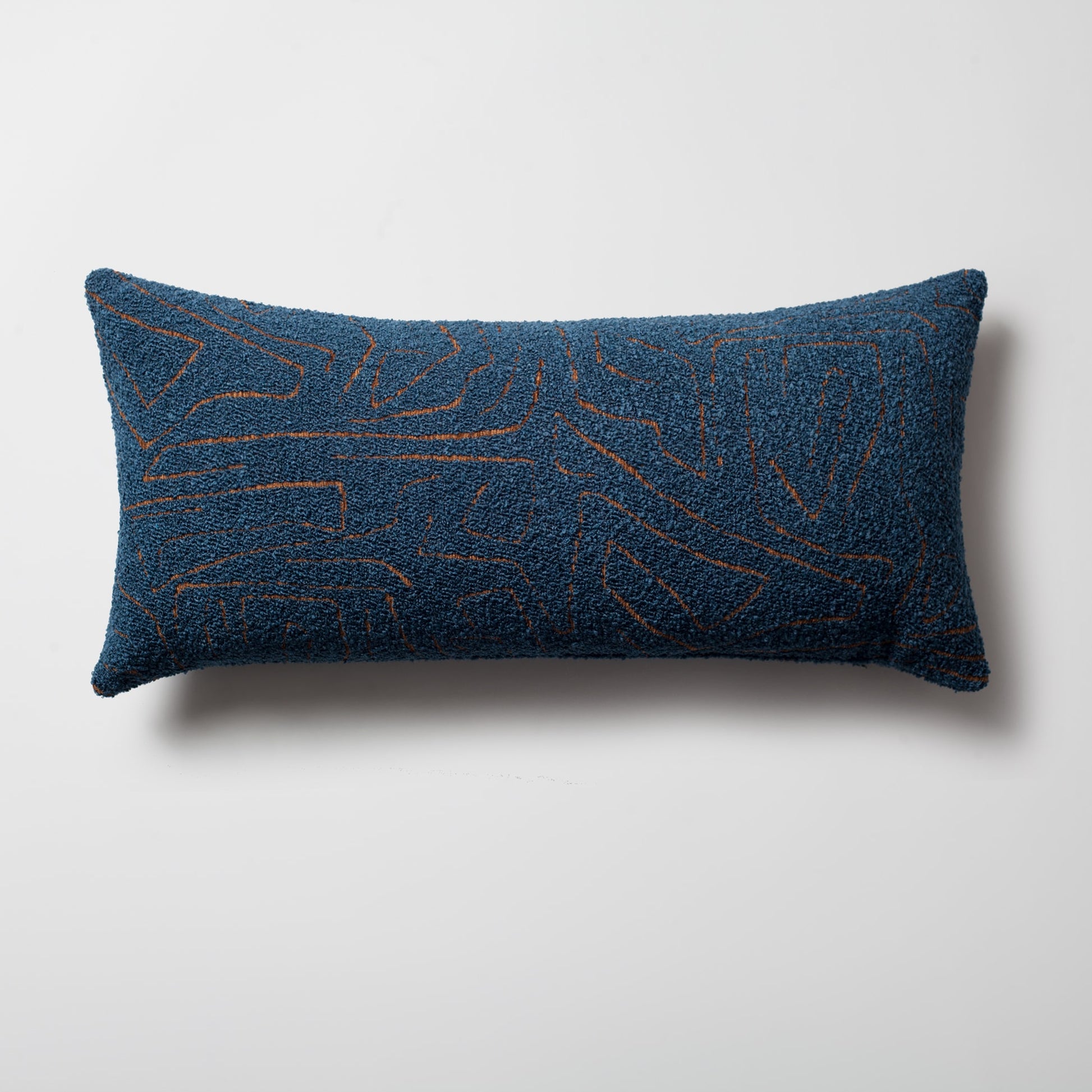 Amorf | Blue Abstract Minimal Design Textured Long Lumbar 14"x28'' Throw Pillow Cover