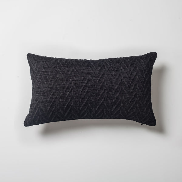 Black textured chevron lumbar throw pillow cover 12"x20"