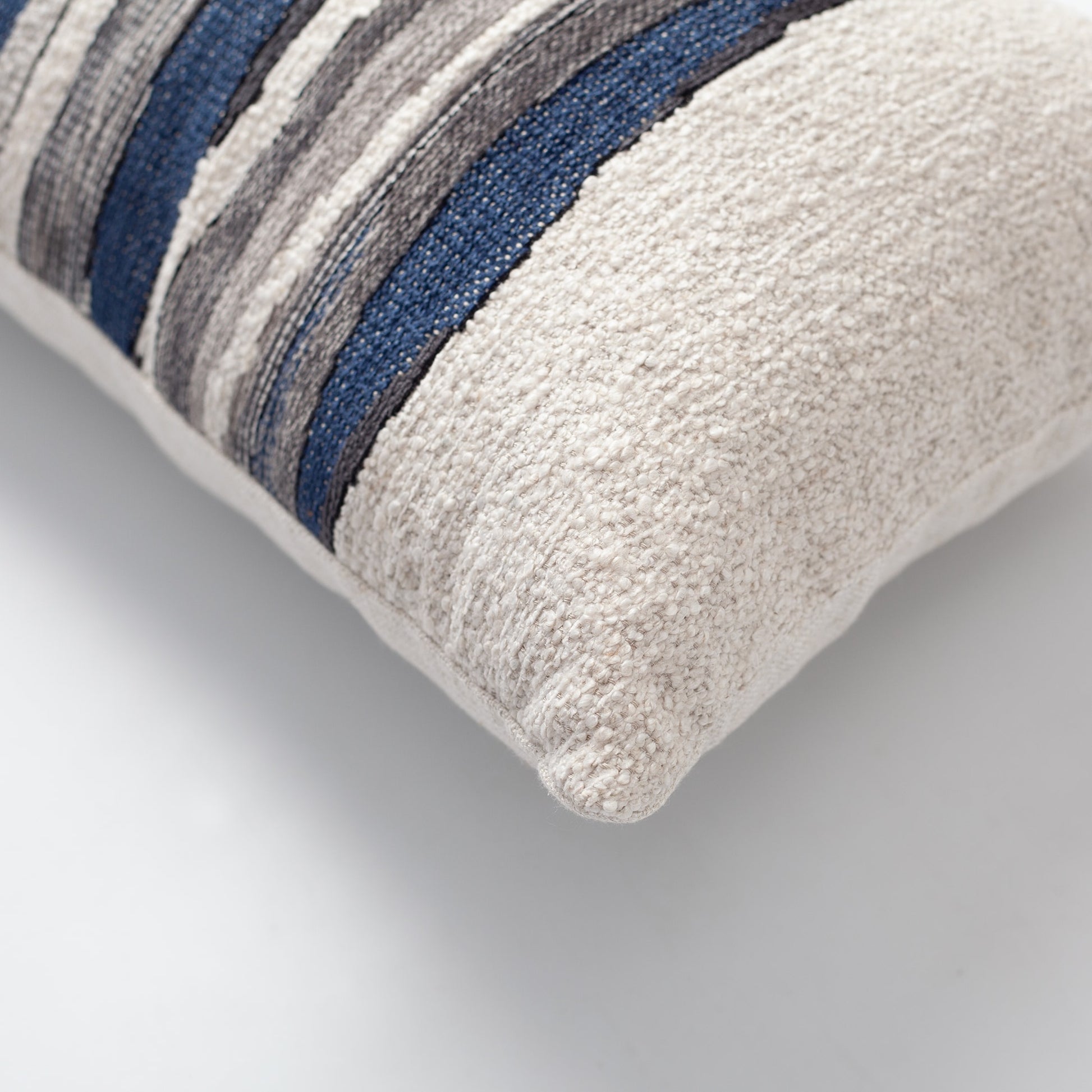 Combos | Navy Blue Textured Abstract Striped Neutral Lumbar 12"x20" Throw Pillow Cover