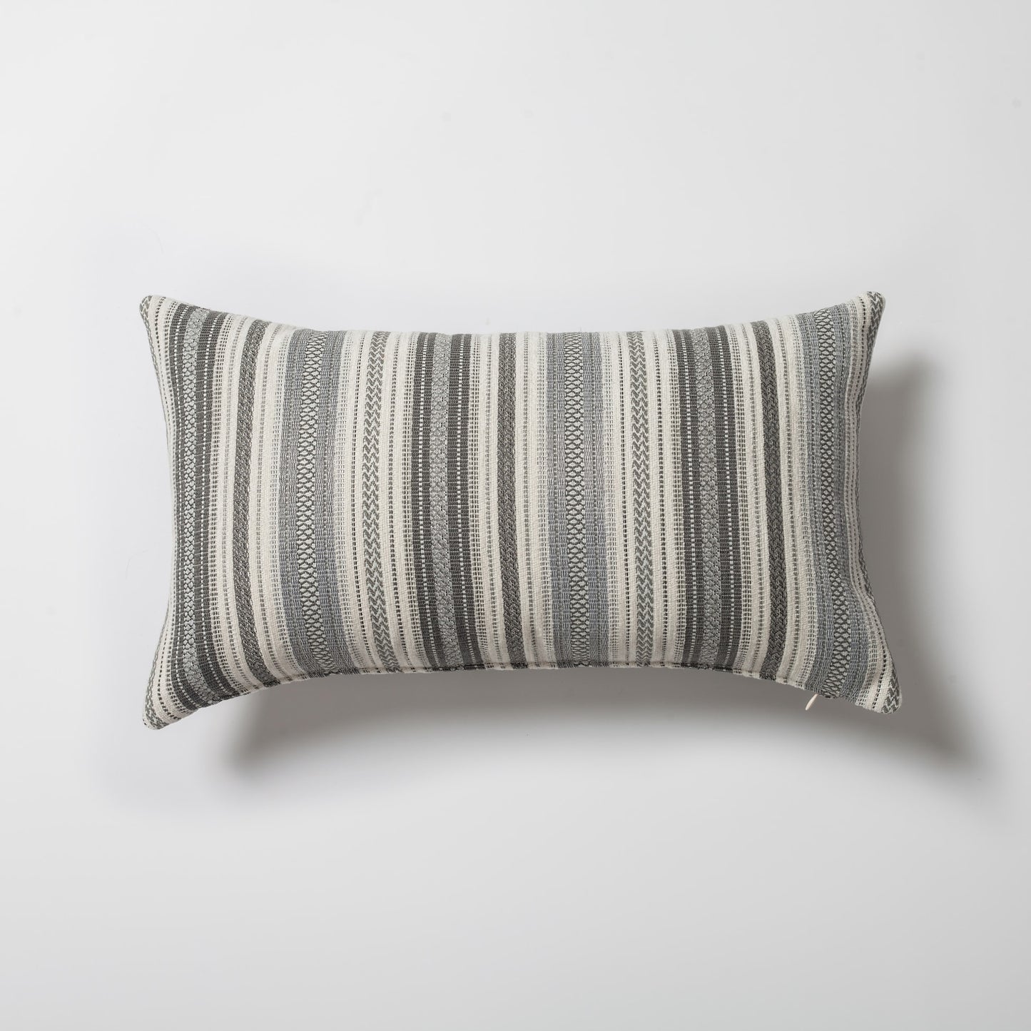 Boho | Gray Woven Striped Pattern Textured Lumbar 12"x20'' Throw Pillow Cover