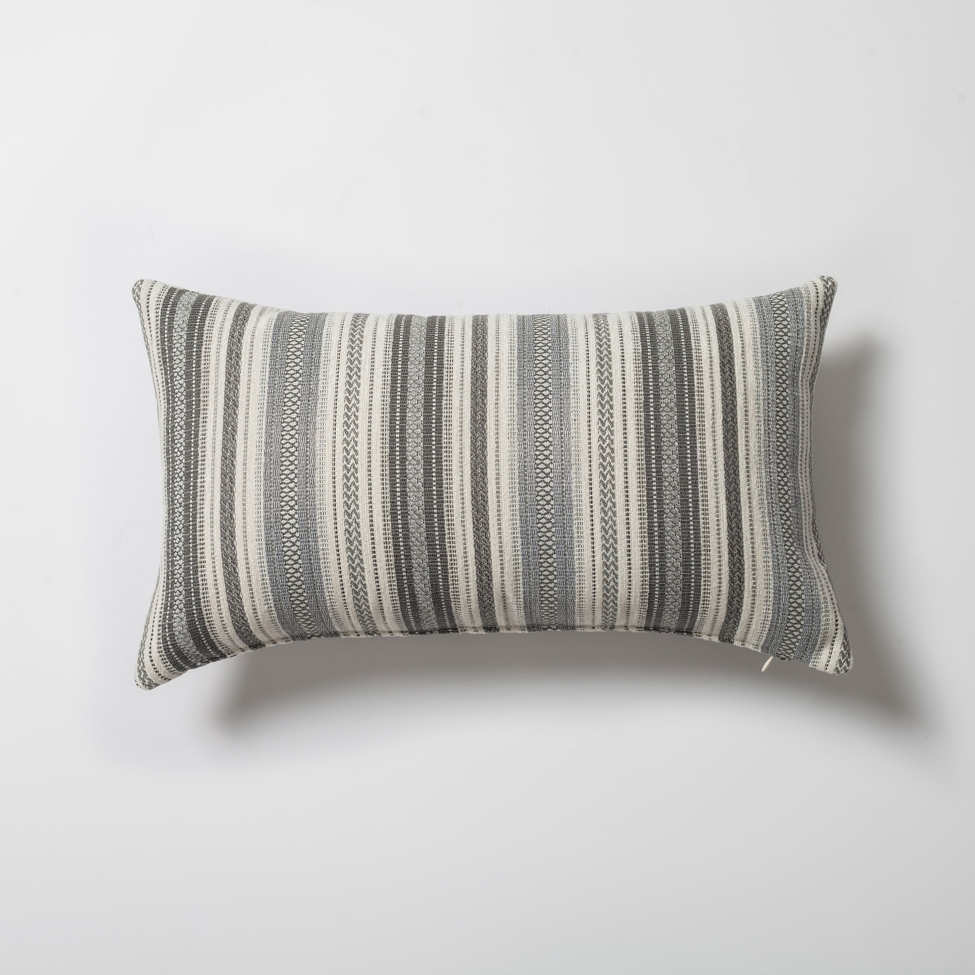 Boho | Gray Woven Striped Pattern Textured Lumbar 12"x20'' Throw Pillow Cover