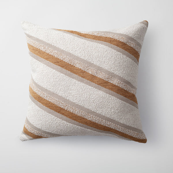Mustard yellow striped boucle textured square throw pillow cover 20"x20"