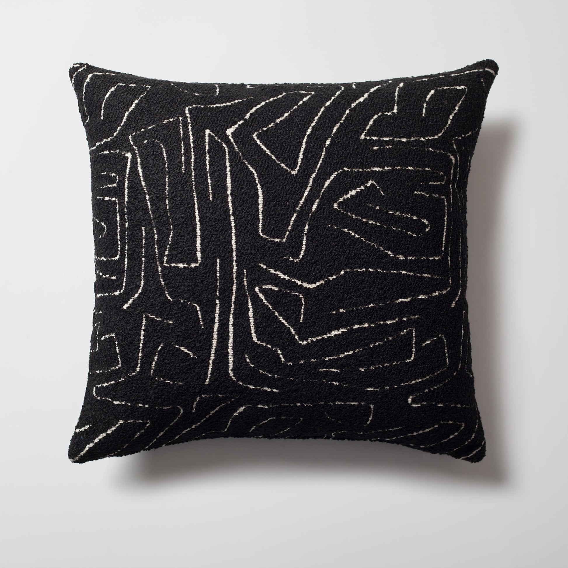 Amorf | Black Abstract Minimal Design Textured Square 20"x20'' Throw Pillow Cover