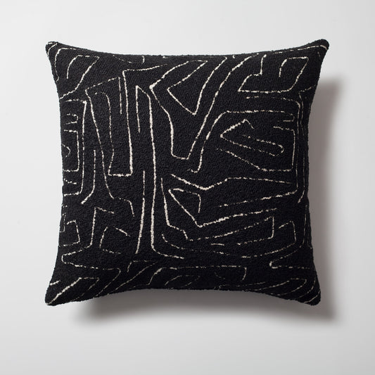 Amorf | Black Abstract Minimal Design Textured Square 20"x20'' Throw Pillow Cover