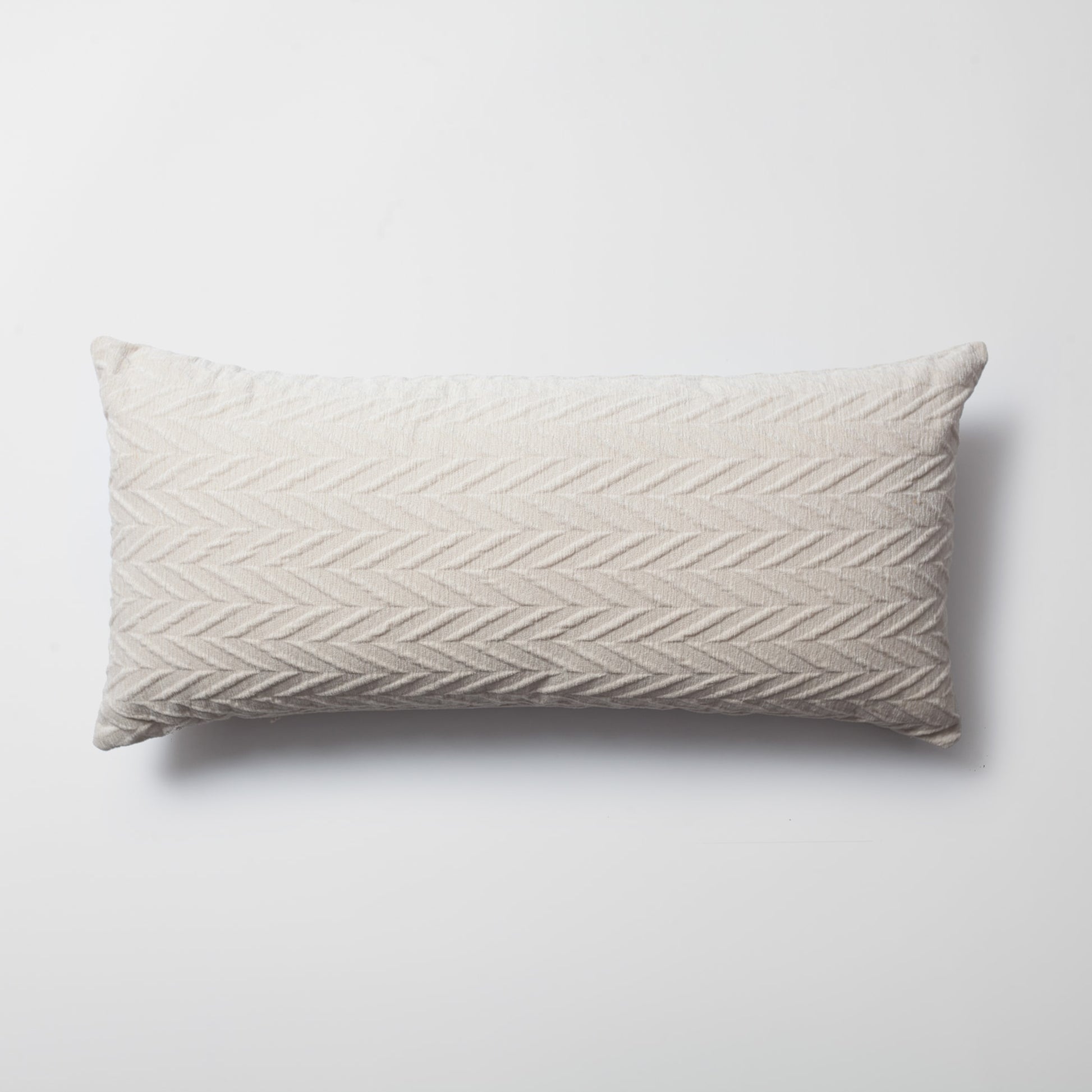 Cello | White Textured Chevron Long Lumbar 14"x28" Throw Pillow Cover