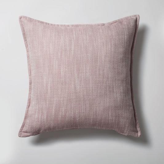 Porto | Pink Neutral Solid Linen-Blend Flanged Square 20''x20'' Throw Pillow Cover