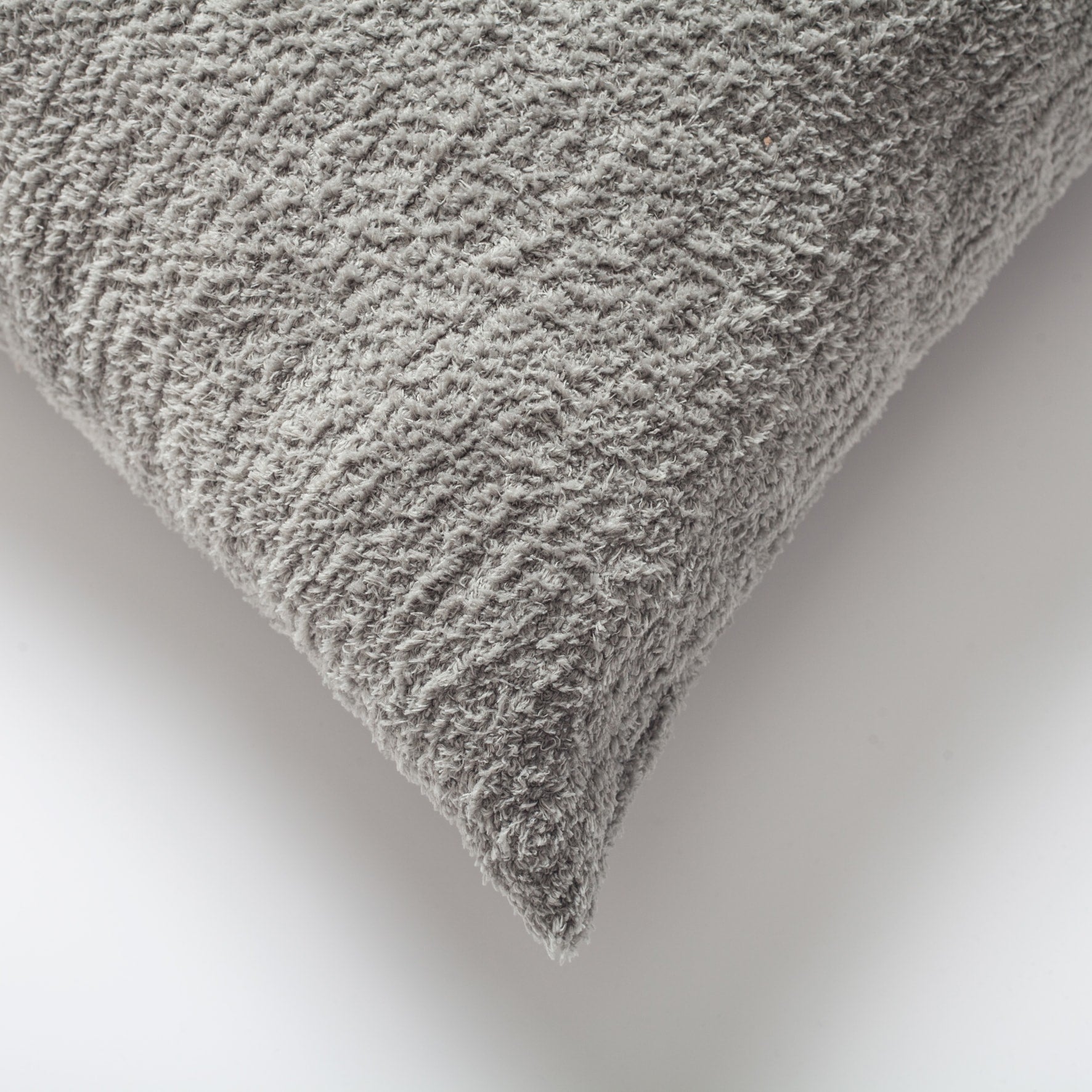 Cozy | Light Gray Plush Soft Textured Square 20''x20'' Throw Pillow Cover