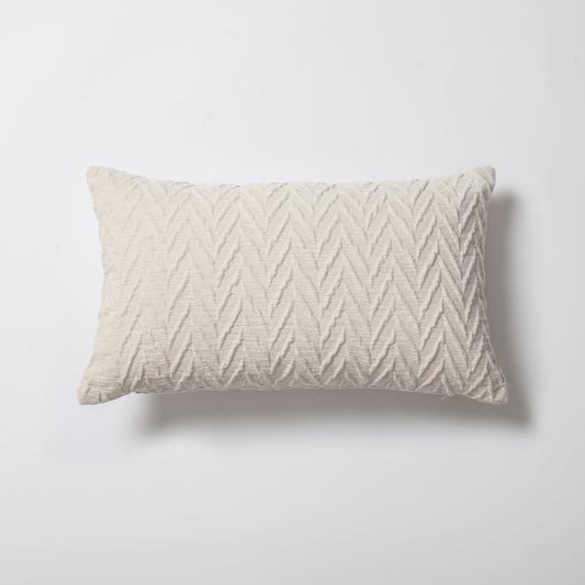 Cello | White Textured Chevron Lumbar 12"x20" Throw Pillow Cover