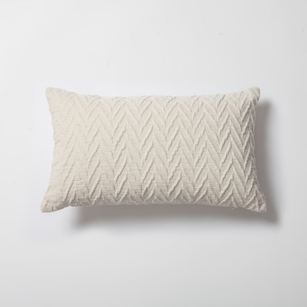 White textured chevron lumbar throw pillow cover 12"x20"